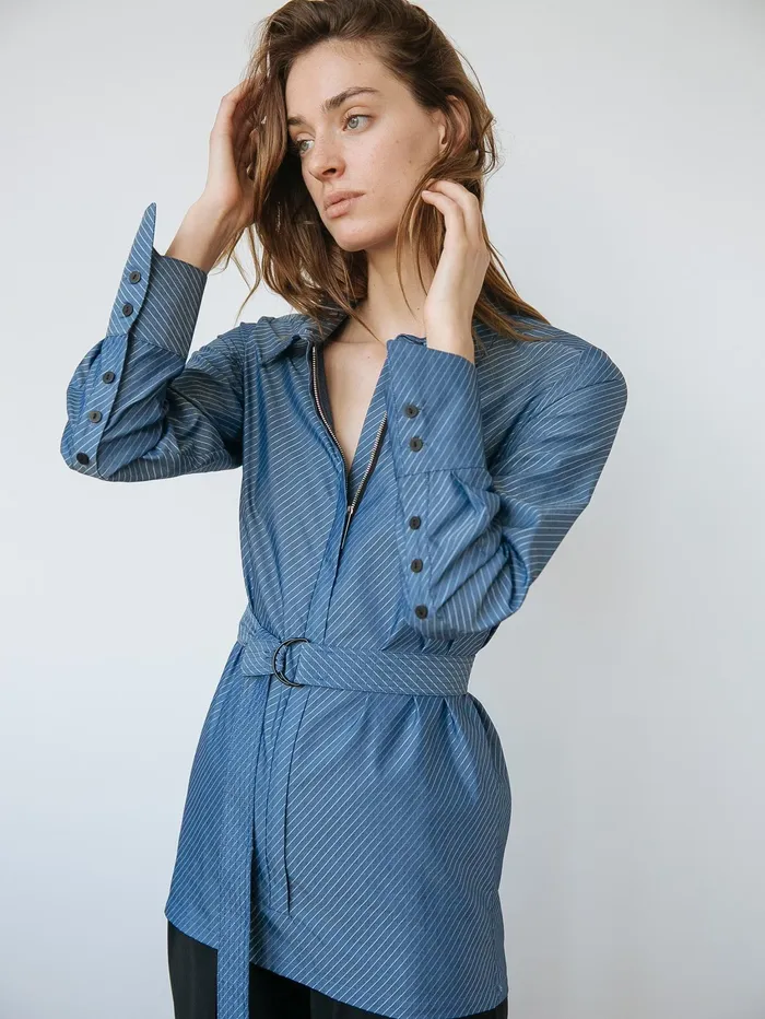 Women Strateas Carlucci 8211 Bound Shirt In Blue Stripe The UNDONE Tops