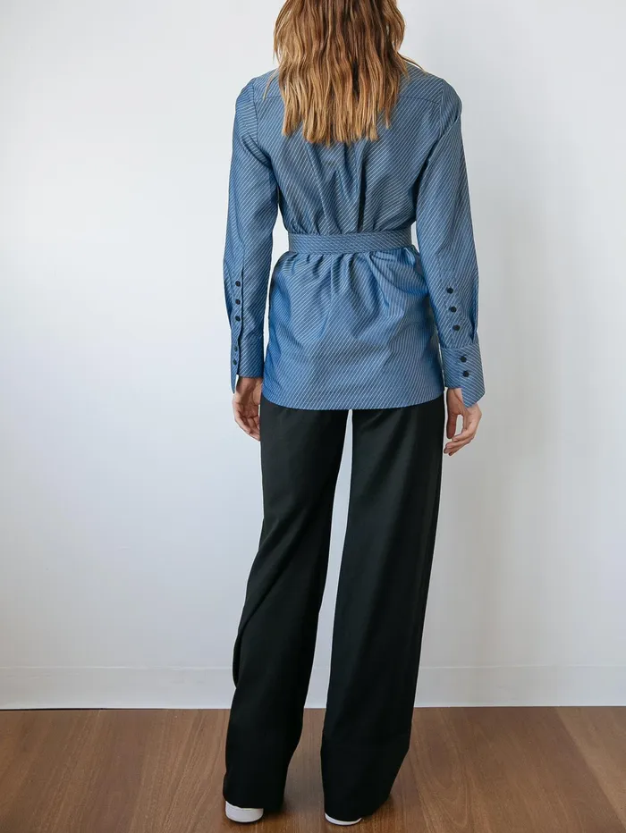 Women Strateas Carlucci 8211 Bound Shirt In Blue Stripe The UNDONE Tops