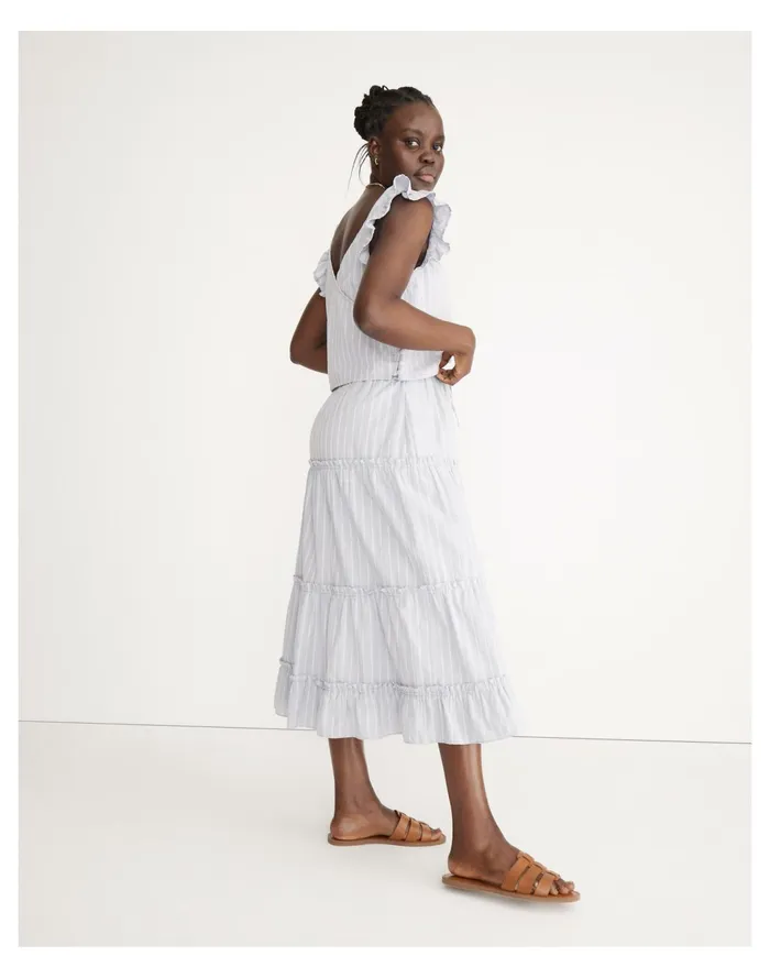 Women Striped Pull On Ruffle Tiered Maxi Skirt As Per Header Madewell Skirts Women Striped Pull On Ruffle Tiered Maxi Skirt As Per Header Madewell Skirts