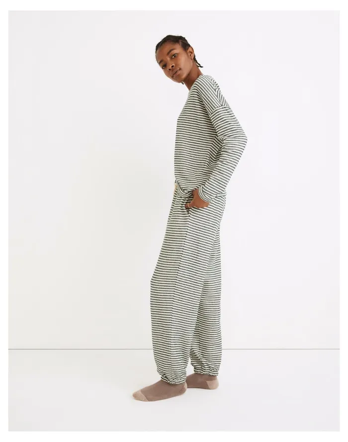 Women Striped Saunter Lounge Set Smoky Spruce Madewell Pajamas Women Striped Saunter Lounge Set Smoky Spruce Madewell Pajamas