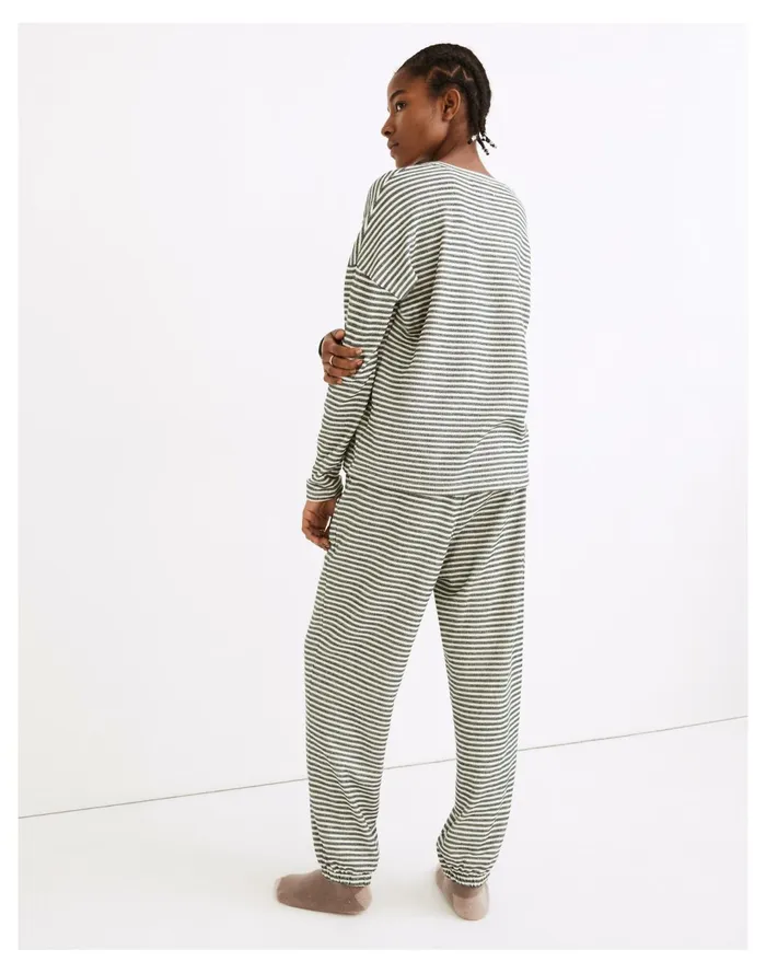 Women Striped Saunter Lounge Set Smoky Spruce Madewell Pajamas Women Striped Saunter Lounge Set Smoky Spruce Madewell Pajamas