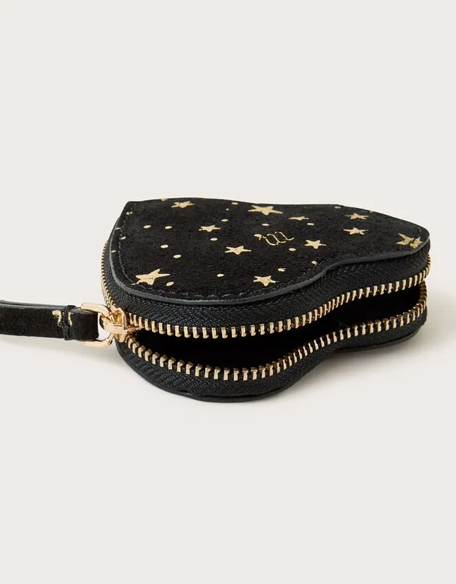 Women Suede Foil Print Heart Purse Monsoon Bags and Purses