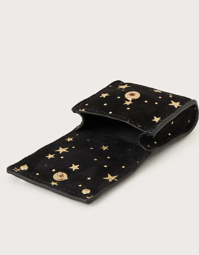 Women Suede Star Foil Print Ear Pod Case Monsoon Bags and Purses