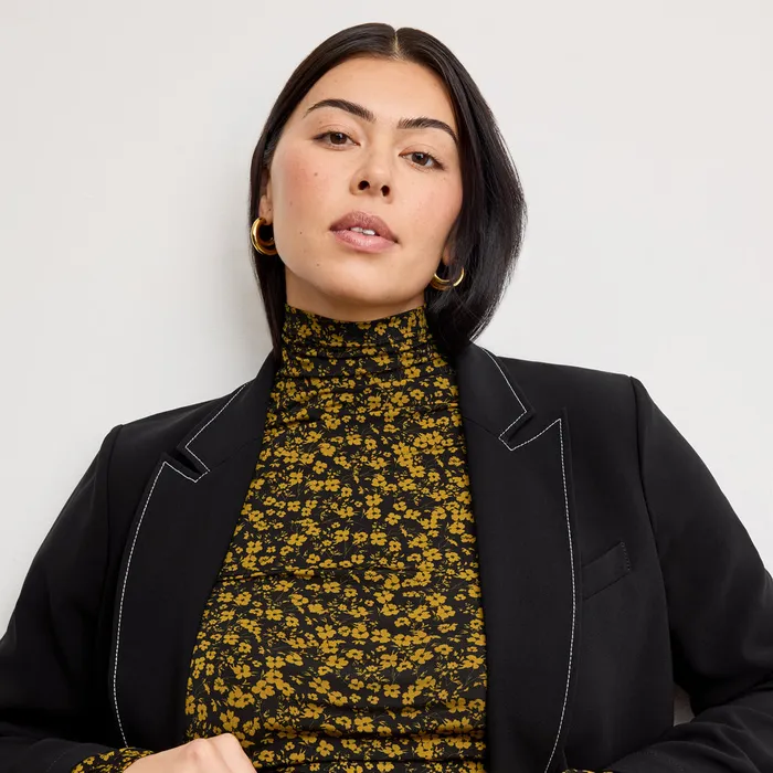 Women Suiting M M LaFleur The O8217Hara Boyfriend Blazer 8211 Everyday Crepe with Topstitch Black With Topstitch