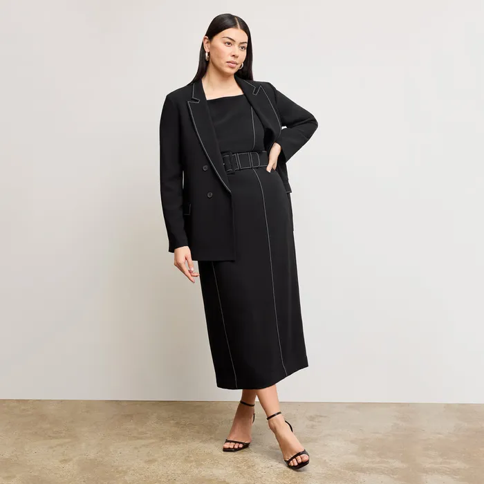 Women Suiting M M LaFleur The O8217Hara Boyfriend Blazer 8211 Everyday Crepe with Topstitch Black With Topstitch