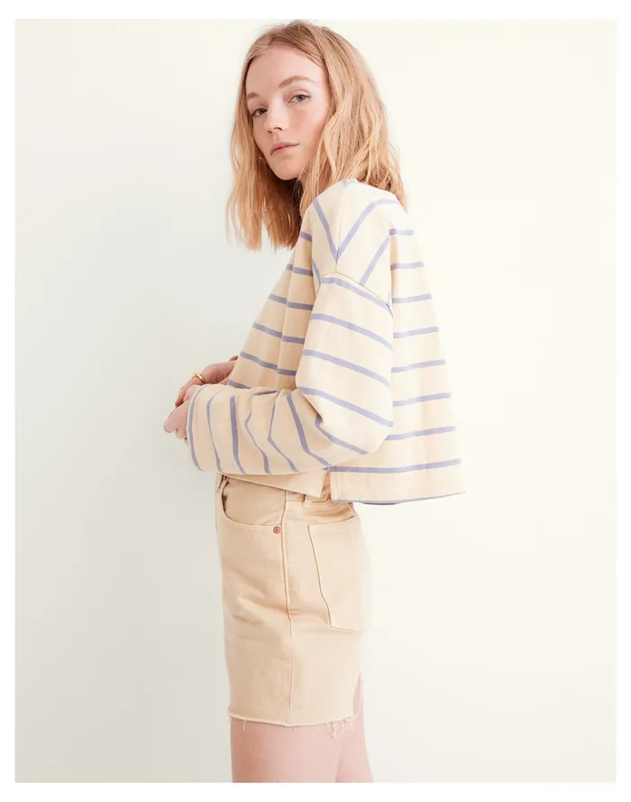 Women Supercrop Long Sleeve Tee In Stripe Manila Madewell Tees Women Supercrop Long Sleeve Tee In Stripe Manila Madewell Tees