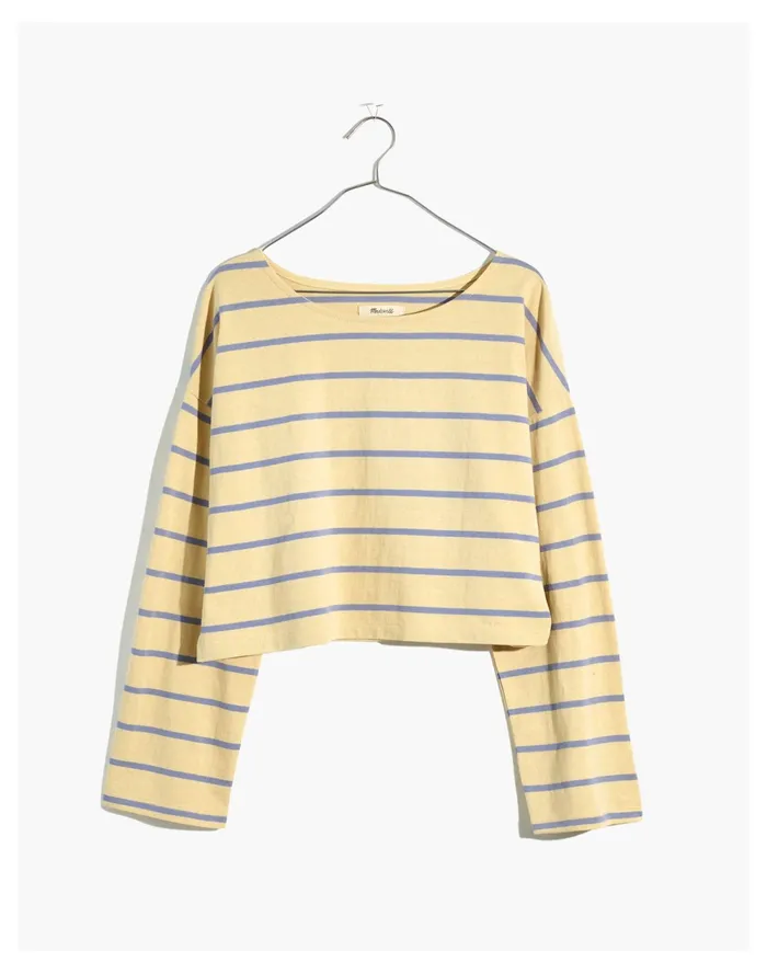 Women Supercrop Long Sleeve Tee In Stripe Manila Madewell Tees Women Supercrop Long Sleeve Tee In Stripe Manila Madewell Tees