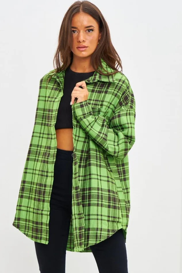 Women Surchemise Verte Et Noire Carreaux Green Brentiny Paris Jackets