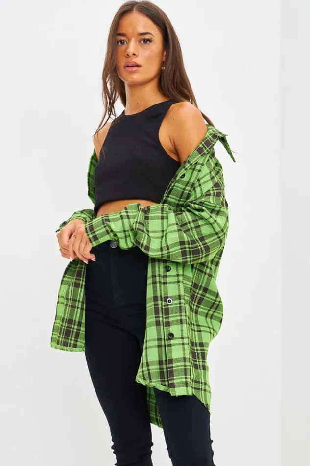 Women Surchemise Verte Et Noire Carreaux Green Brentiny Paris Jackets