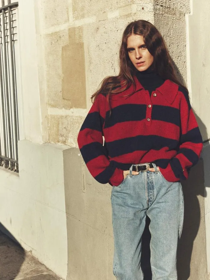 Women Sweaters and Jackets Xirena Red Blue Benton Sweater