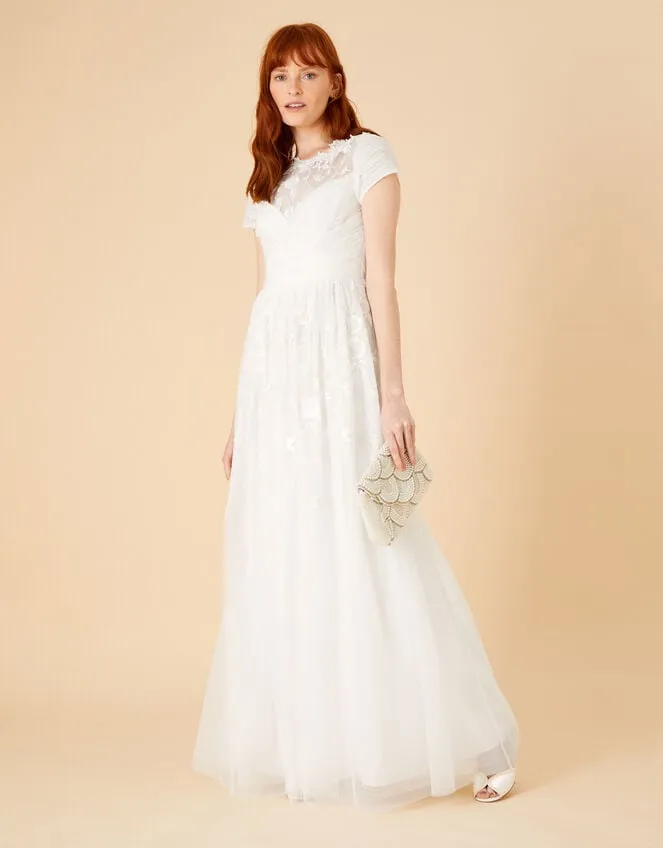Women Sylvia Embroidered Bridal Dress In Recycled Polyester Ivory Monsoon Dresses