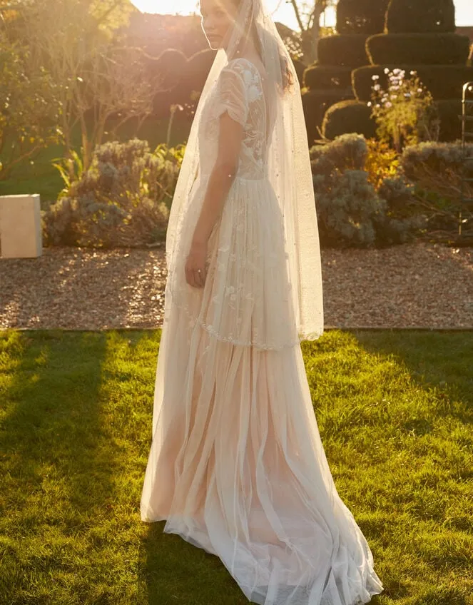 Women Sylvia Embroidered Bridal Dress In Recycled Polyester Ivory Monsoon Dresses