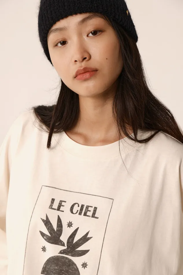 Women TShirt Janou Creme TShirt Coton Blanc Des Petits Hauts TShirts and Sweatshirts