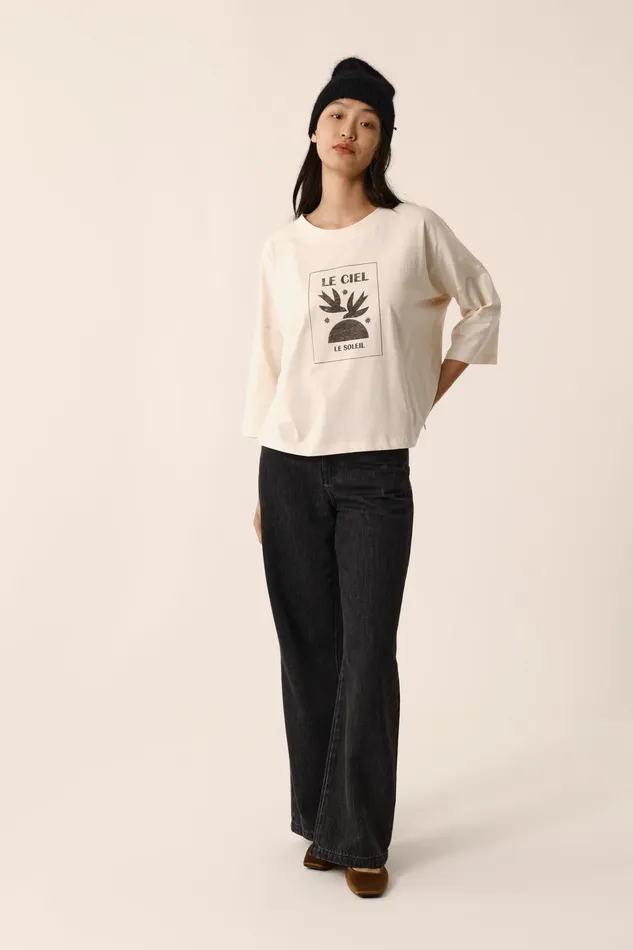 Women TShirt Janou Creme TShirt Coton Blanc Des Petits Hauts TShirts and Sweatshirts