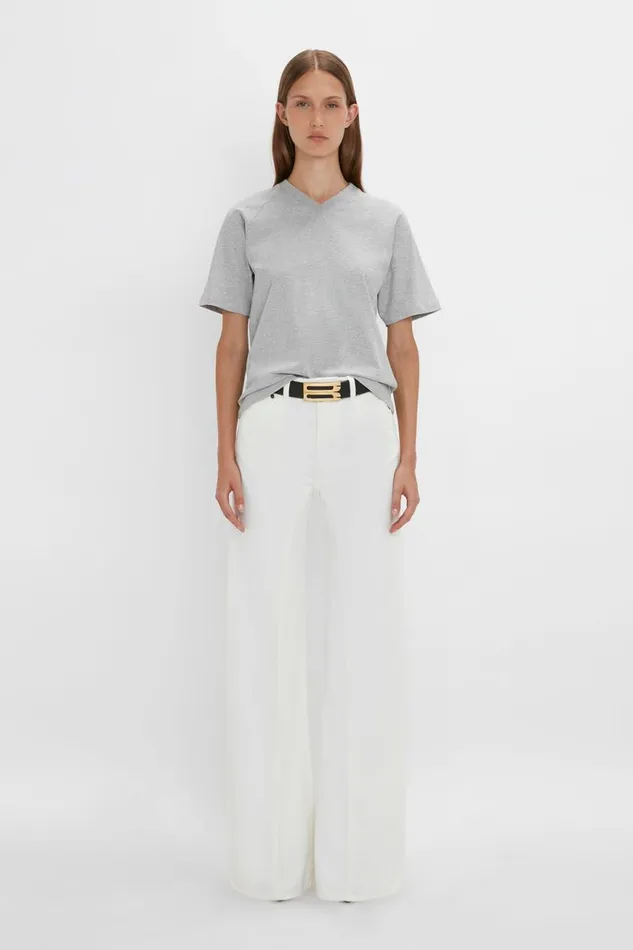 Women TShirts and Sweatshirts Victoria Beckham Football TShirt In Grey Marl
