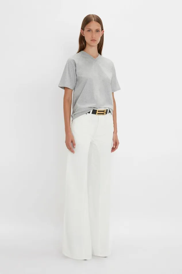 Women TShirts and Sweatshirts Victoria Beckham Football TShirt In Grey Marl