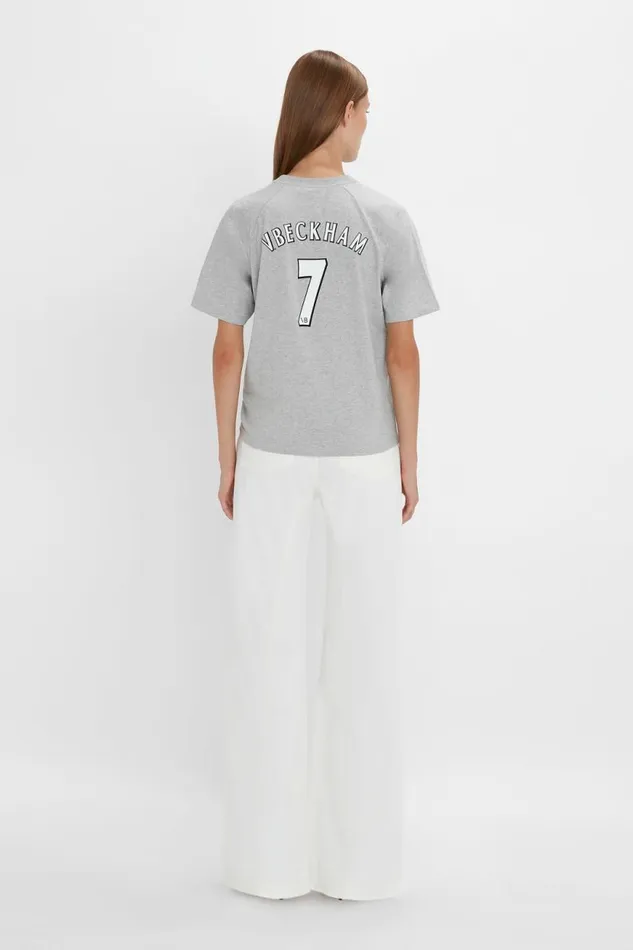 Women TShirts and Sweatshirts Victoria Beckham Football TShirt In Grey Marl