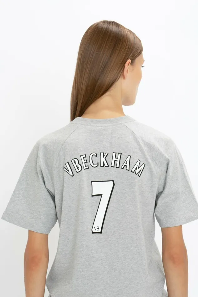Women TShirts and Sweatshirts Victoria Beckham Football TShirt In Grey Marl