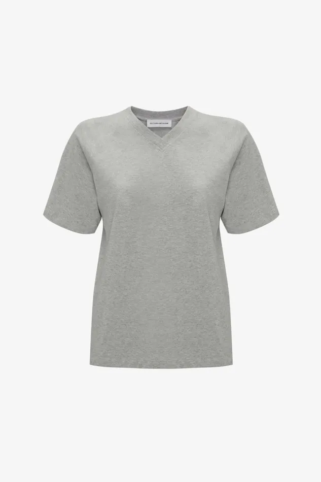 Women TShirts and Sweatshirts Victoria Beckham Football TShirt In Grey Marl
