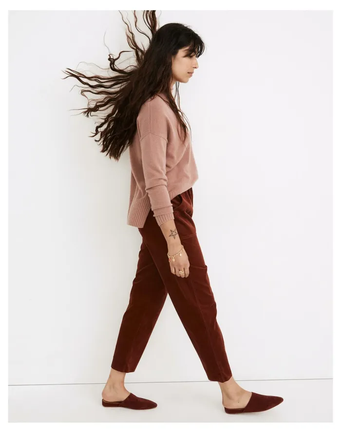 Women Tapered Huston Pull On Crop Pants In Corduroy Rusted Burgundy Madewell Pants Women Tapered Huston Pull On Crop Pants In Corduroy Rusted Burgundy Madewell Pants
