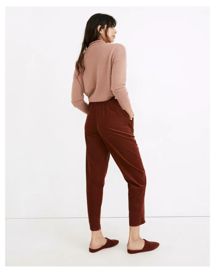 Women Tapered Huston Pull On Crop Pants In Corduroy Rusted Burgundy Madewell Pants Women Tapered Huston Pull On Crop Pants In Corduroy Rusted Burgundy Madewell Pants