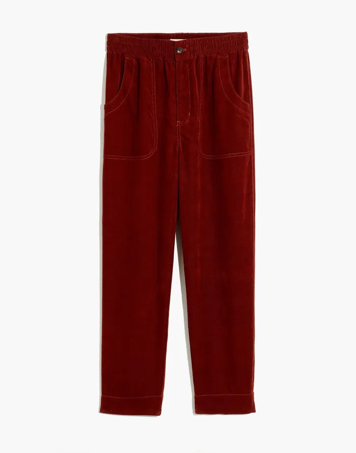 Women Tapered Huston Pull On Crop Pants In Corduroy Rusted Burgundy Madewell Pants Women Tapered Huston Pull On Crop Pants In Corduroy Rusted Burgundy Madewell Pants