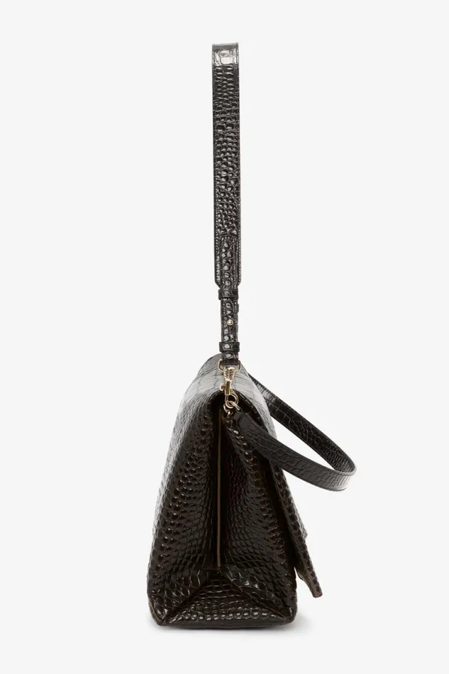 Women The Chain Pouch Victoria Beckham Jumbo Chain Pouch In Chocolate CrocEffect Leather