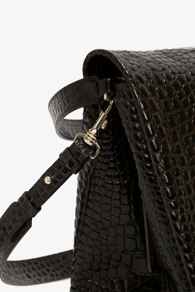 Women The Chain Pouch Victoria Beckham Jumbo Chain Pouch In Chocolate CrocEffect Leather