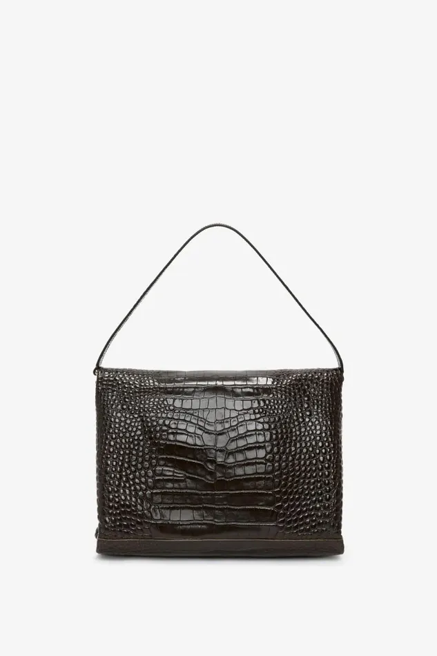 Women The Chain Pouch Victoria Beckham Jumbo Chain Pouch In Chocolate CrocEffect Leather