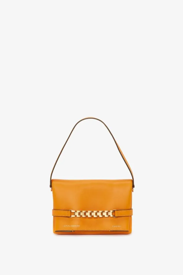 Women The Chain Pouch Victoria Beckham Mini Chain Pouch In Mandarin Leather