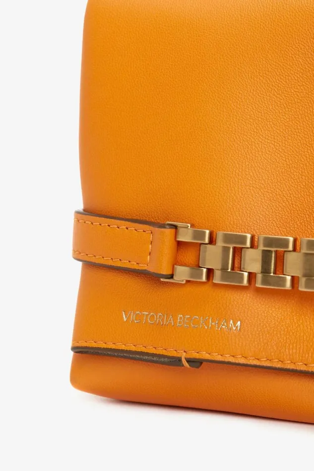 Women The Chain Pouch Victoria Beckham Mini Chain Pouch In Mandarin Leather