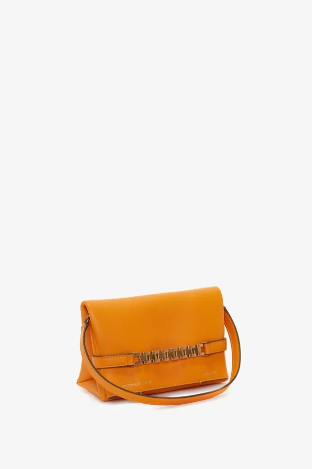 Women The Chain Pouch Victoria Beckham Mini Chain Pouch In Mandarin Leather