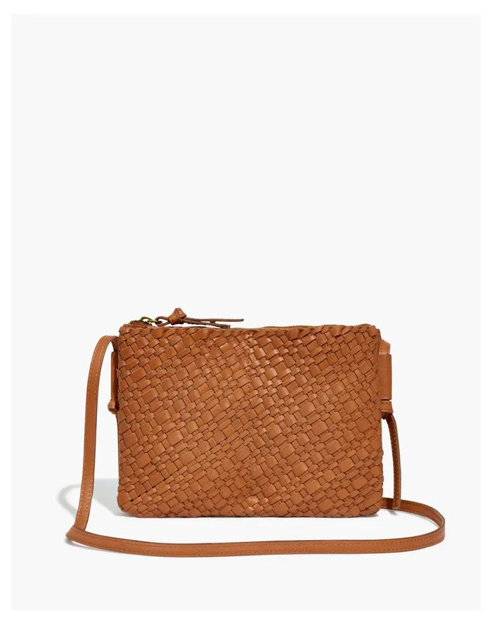 Women The Knotted Crossbody Bag In Woven Leather Desert Camel Madewell Crossbody Bags