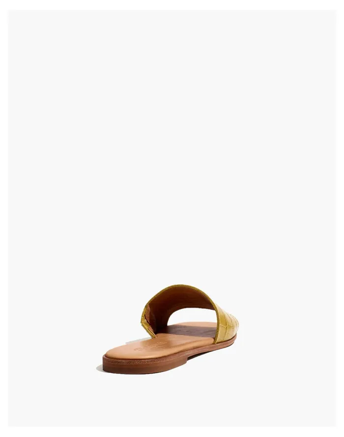 Women The Lianne Slide In Croc Embossed Leather Bronzed Lichen Madewell Sandals Women The Lianne Slide In Croc Embossed Leather Bronzed Lichen Madewell Sandals