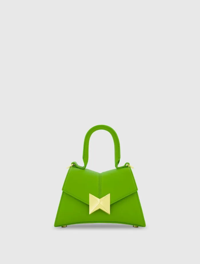 Women Top Handle Bags Mac Duggal Angular Mini Leather Handbag With Gold Hardware Pear