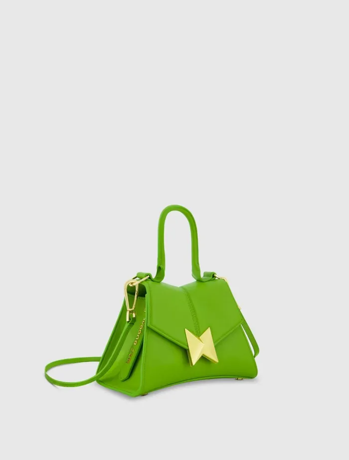 Women Top Handle Bags Mac Duggal Angular Mini Leather Handbag With Gold Hardware Pear