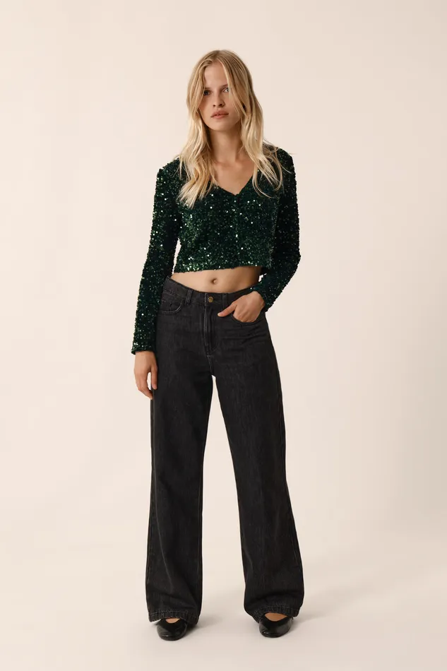 Women Top Ysam Epicea Top Sequins Vert Des Petits Hauts Blouses Shirts and Tops