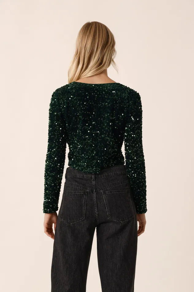 Women Top Ysam Epicea Top Sequins Vert Des Petits Hauts Blouses Shirts and Tops