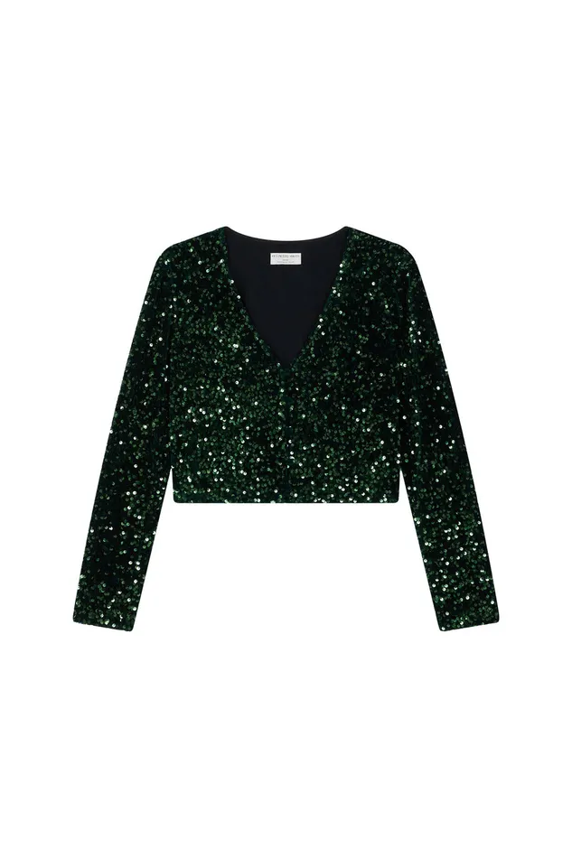 Women Top Ysam Epicea Top Sequins Vert Des Petits Hauts Blouses Shirts and Tops
