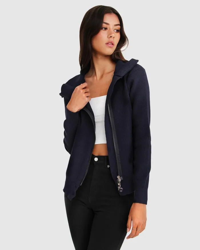 Women Tops Belle and Bloom Brothers Zip Front Jumper 8211 Navy