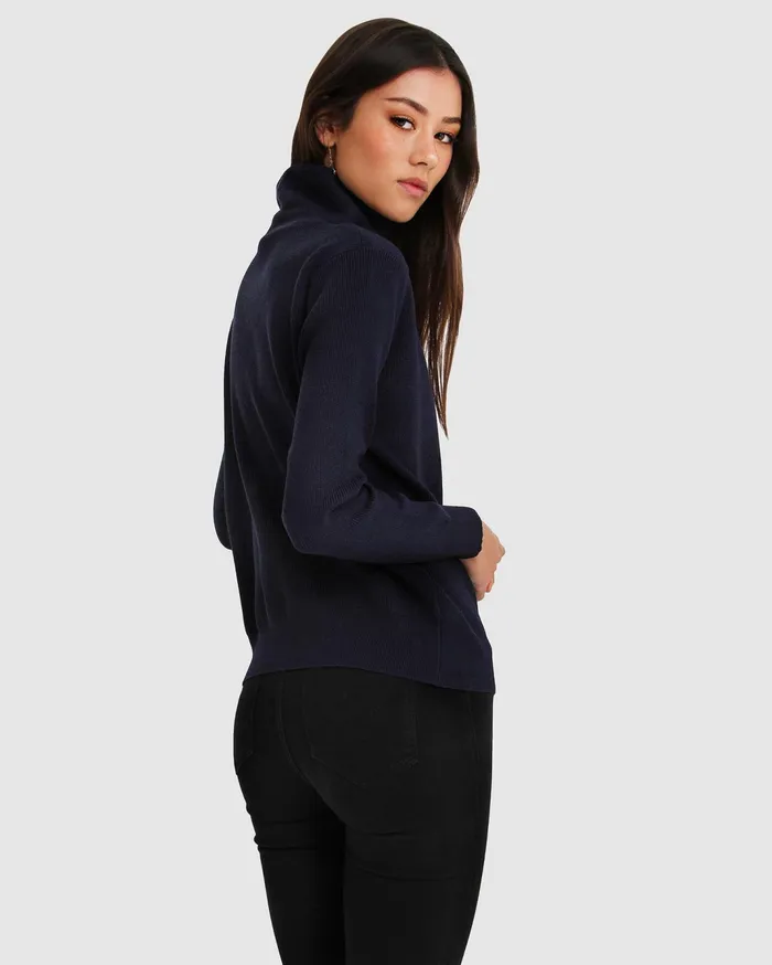 Women Tops Belle and Bloom Brothers Zip Front Jumper 8211 Navy