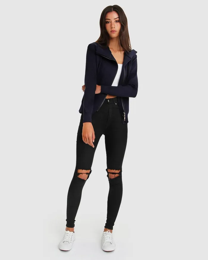 Women Tops Belle and Bloom Brothers Zip Front Jumper 8211 Navy
