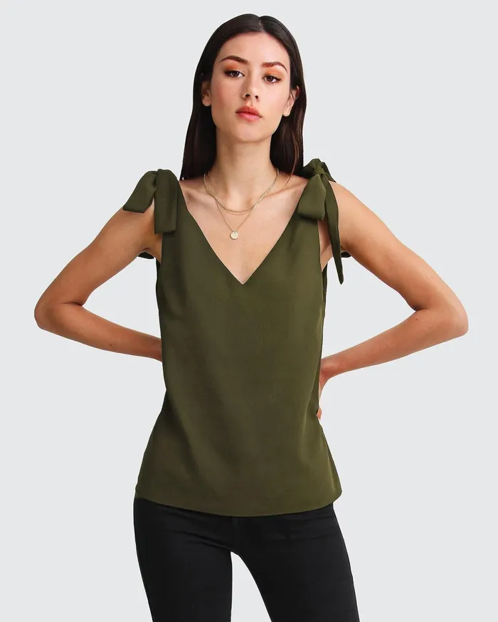 Women Tops Belle and Bloom Feel For You VNeck Top 8211 Military