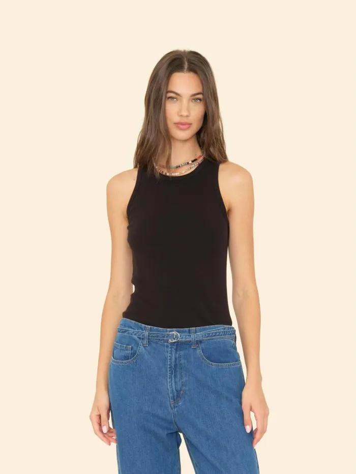 Women Tops Xirena Black Arynn Wide Rib Tank Top