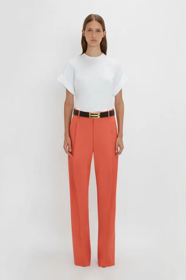 Women Trousers Victoria Beckham Single Pleat Trouser In Papaya