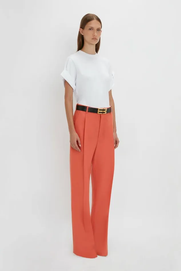 Women Trousers Victoria Beckham Single Pleat Trouser In Papaya
