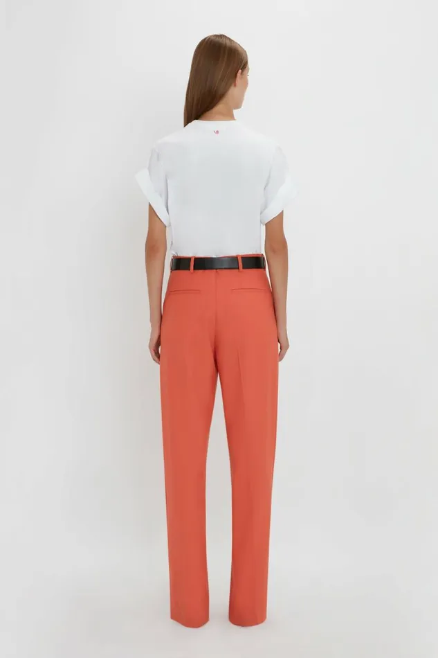 Women Trousers Victoria Beckham Single Pleat Trouser In Papaya