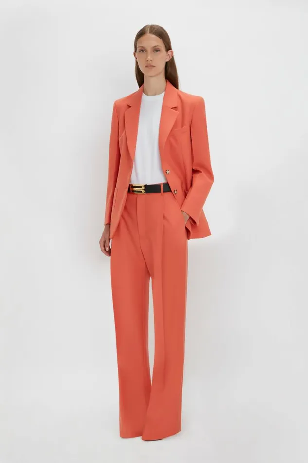 Women Trousers Victoria Beckham Single Pleat Trouser In Papaya