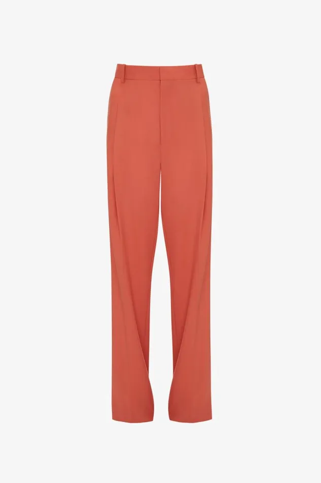 Women Trousers Victoria Beckham Single Pleat Trouser In Papaya