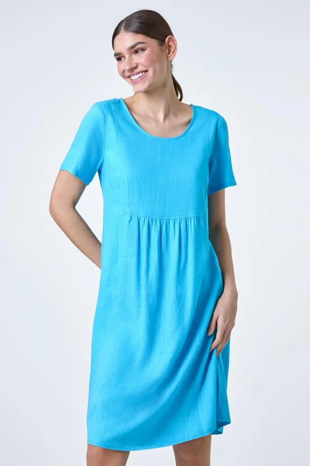 Women Turquoise Relaxed Pocket Dress Roman Dresses